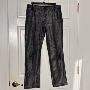 Chico's Metallic Black Straight Leg Denim Jeans Size 1.5 (10)